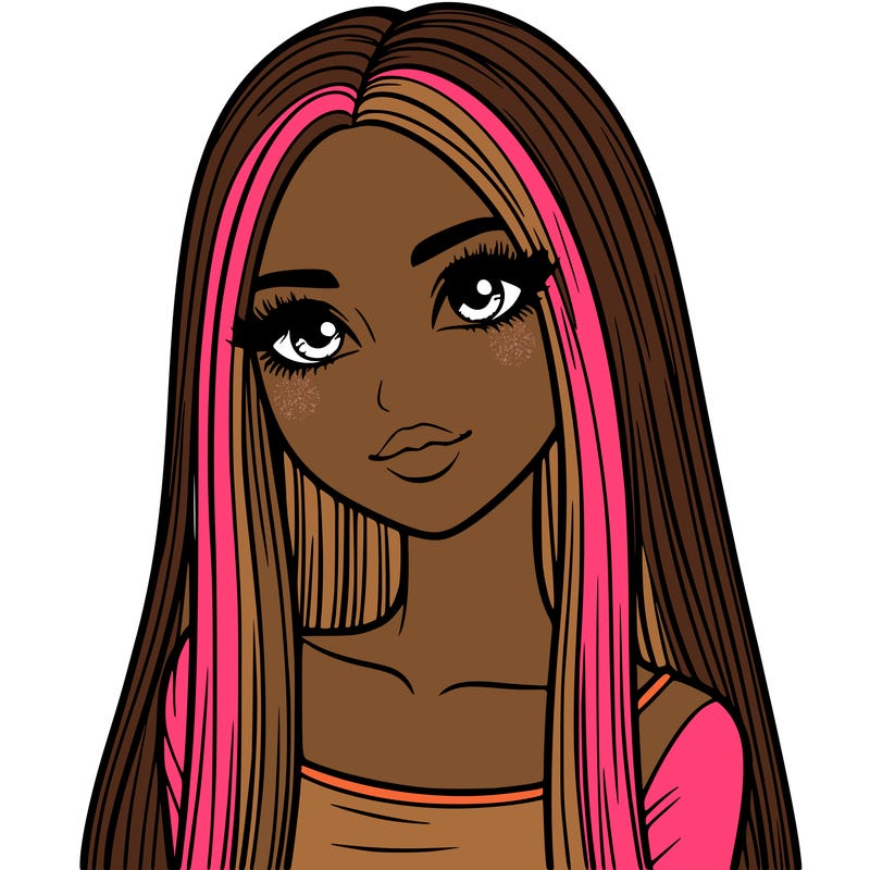 realistic girl with straight and long hair