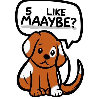 a puppy that says 5 like maybe