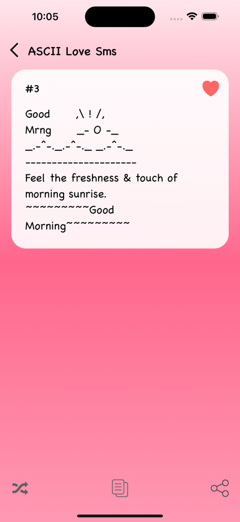 ASCII art good morning love message with a sunrise illustration