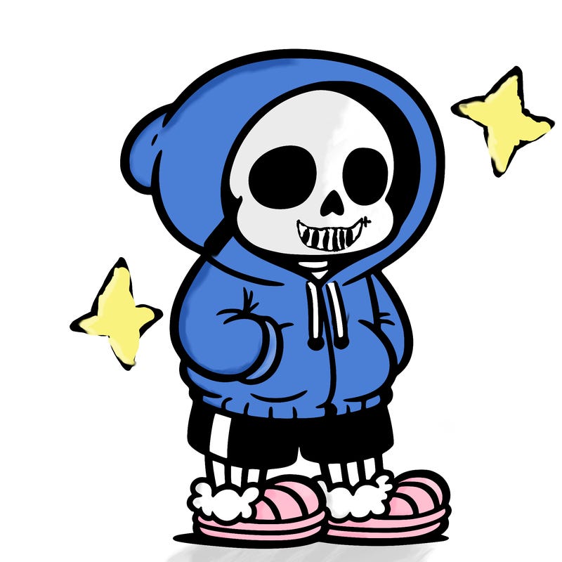 sans the skeleton wearing a hoodie and slippers