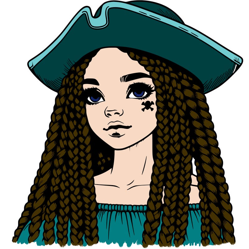 realistic girl with box braids and i realistic pirate hat