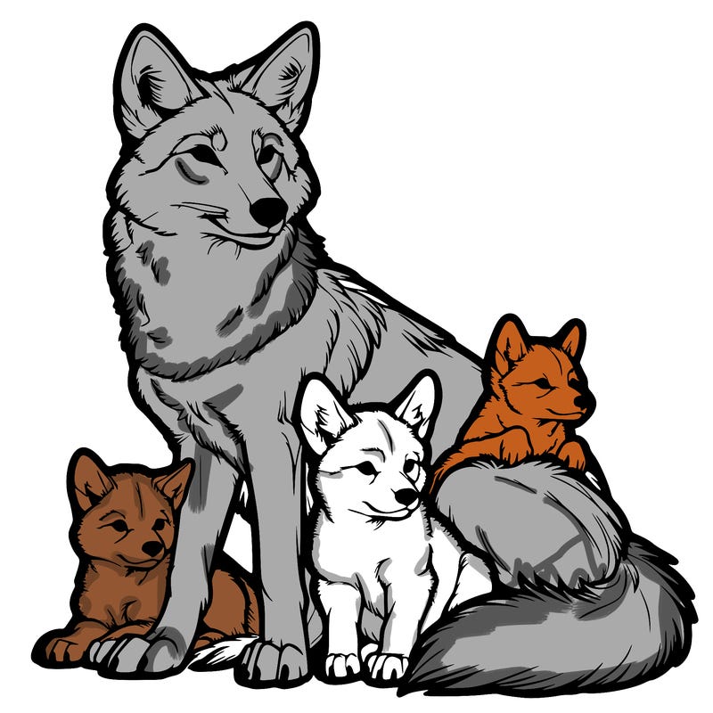 coyote with pups realistic