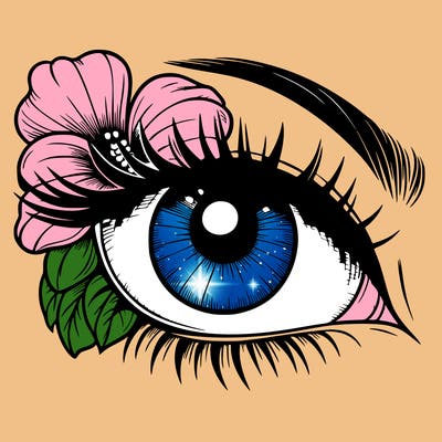 realistic eye with flower