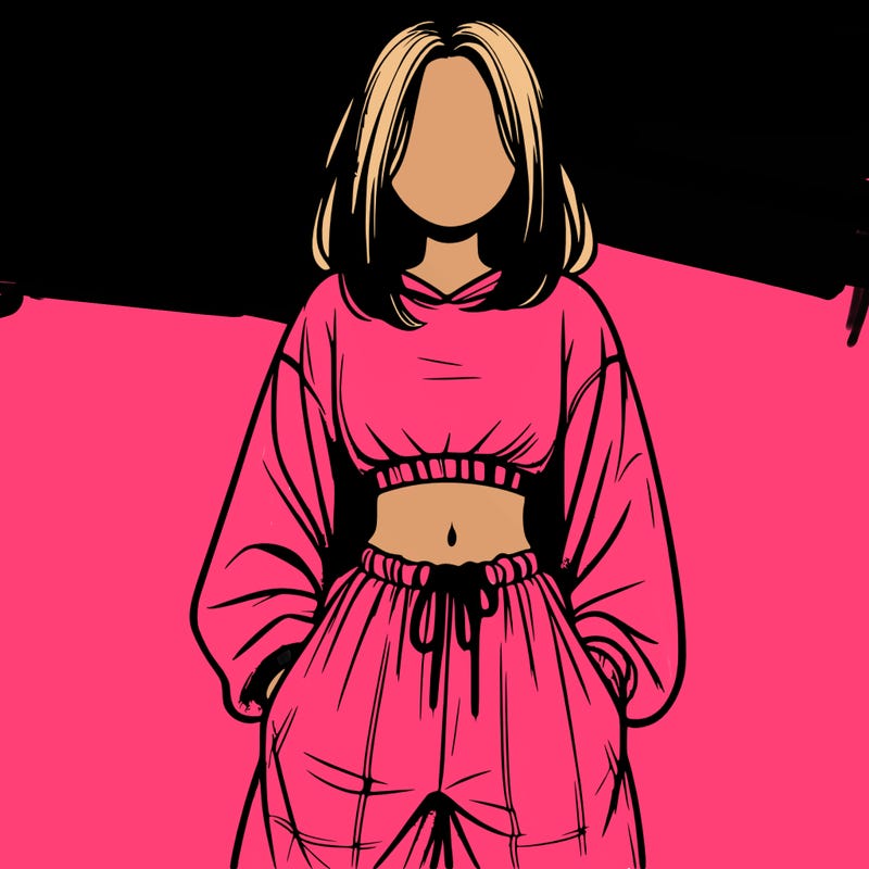 realistic girl faceless with baggy pants and a crop top