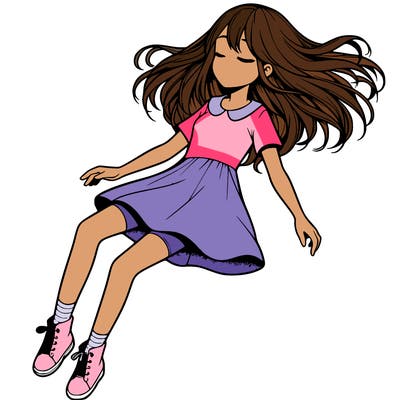 realistic girl floating