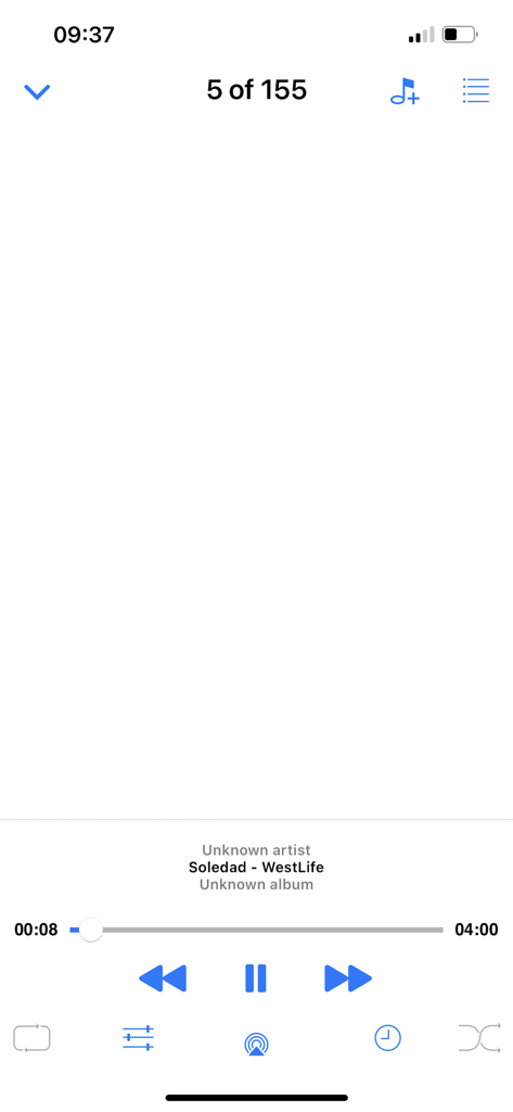 FLAC Player+ - The now playing screen of the FLAC Player plus app displaying playback controls and song information for Soledad by WestLife.