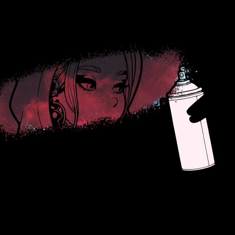 a realistic girl, spray painting