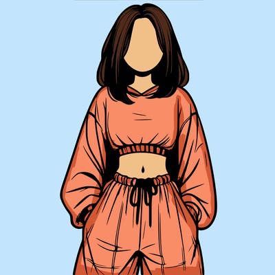 realistic girl faceless with baggy pants and a crop top