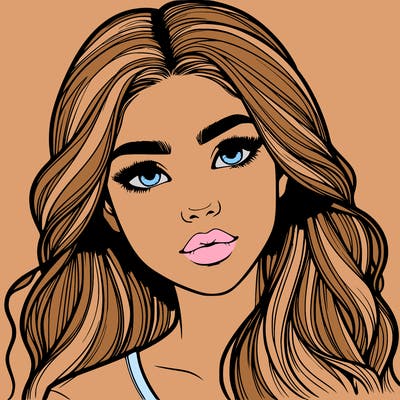 realistic teenage girl with pretty hair