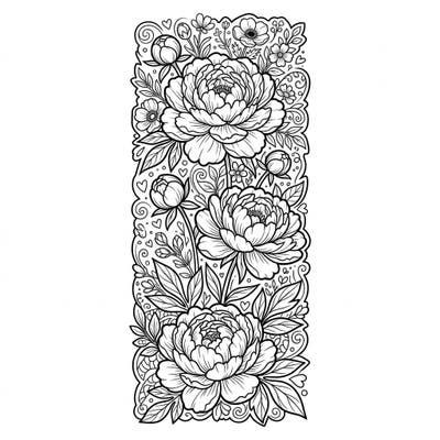 Celebrate the freshness of spring with this stunning peony bookmark coloring page. Adorn your favorite books with your beautifully colored, handcrafted floral design.