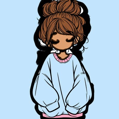 girl with baggy sweatshirt and messy bun