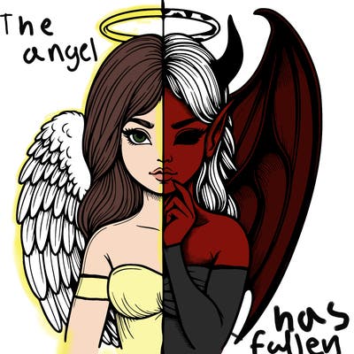 realistic angel half demon