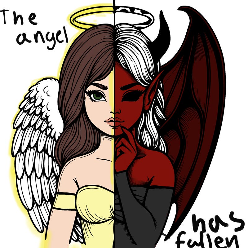 realistic angel half demon