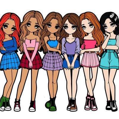 a group of girls realistic