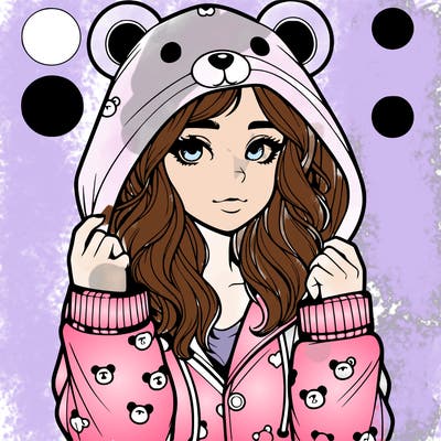 realistic girl in a animal pjs hoodie