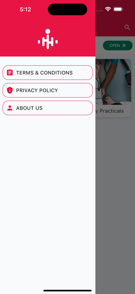 HistoGrams⁺ - 이용 약관, 개인 정보 보호 정책, 정보 링크가 표시된 HistoGrams 플러스 앱의 측면 탐색 메뉴