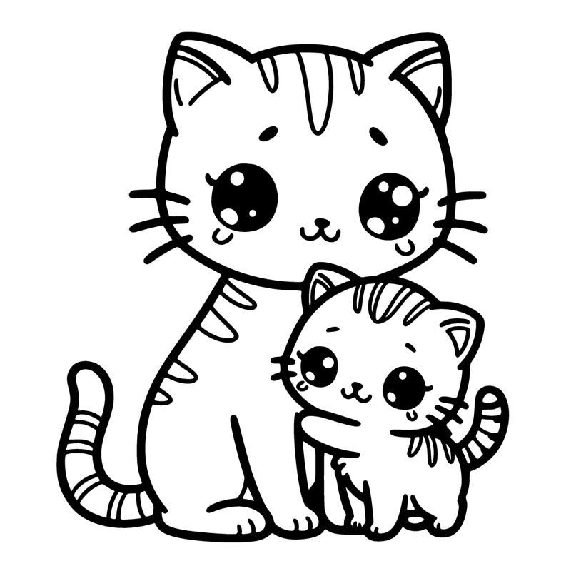 cute little kitten with mom