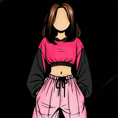 realistic girl faceless with baggy pants and a crop top