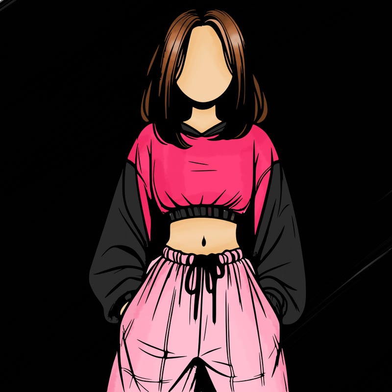 realistic girl faceless with baggy pants and a crop top