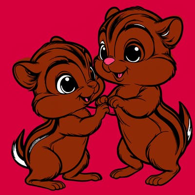 two tamias playing together while they stand up realistic