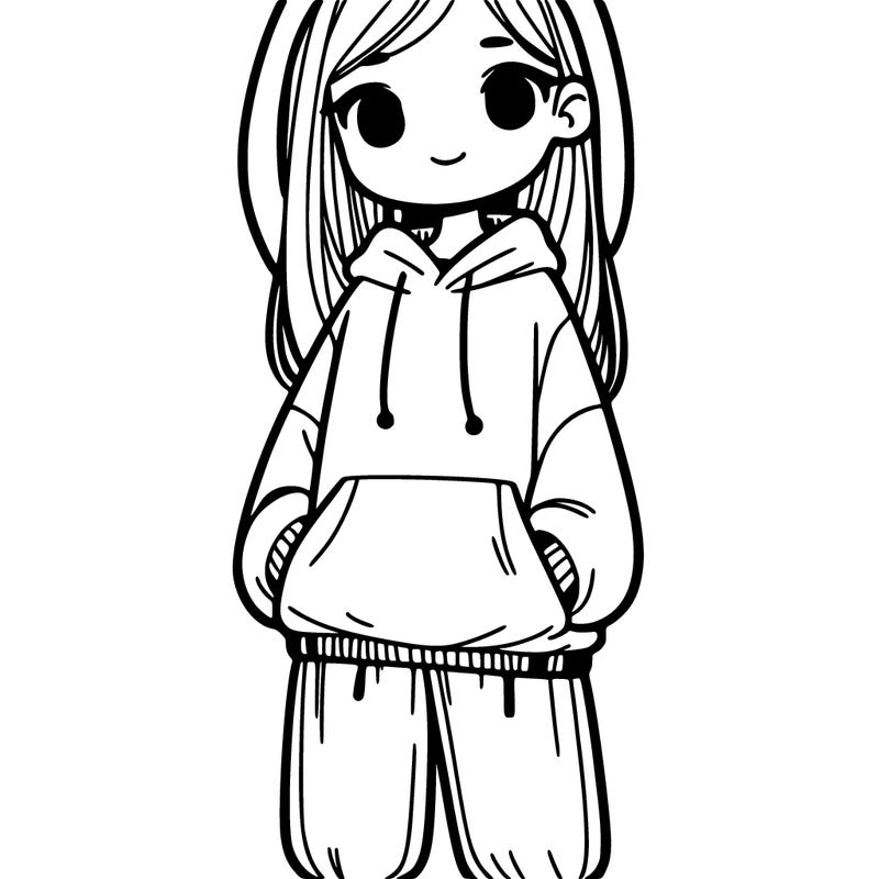 girl in sweatshirt and long pants