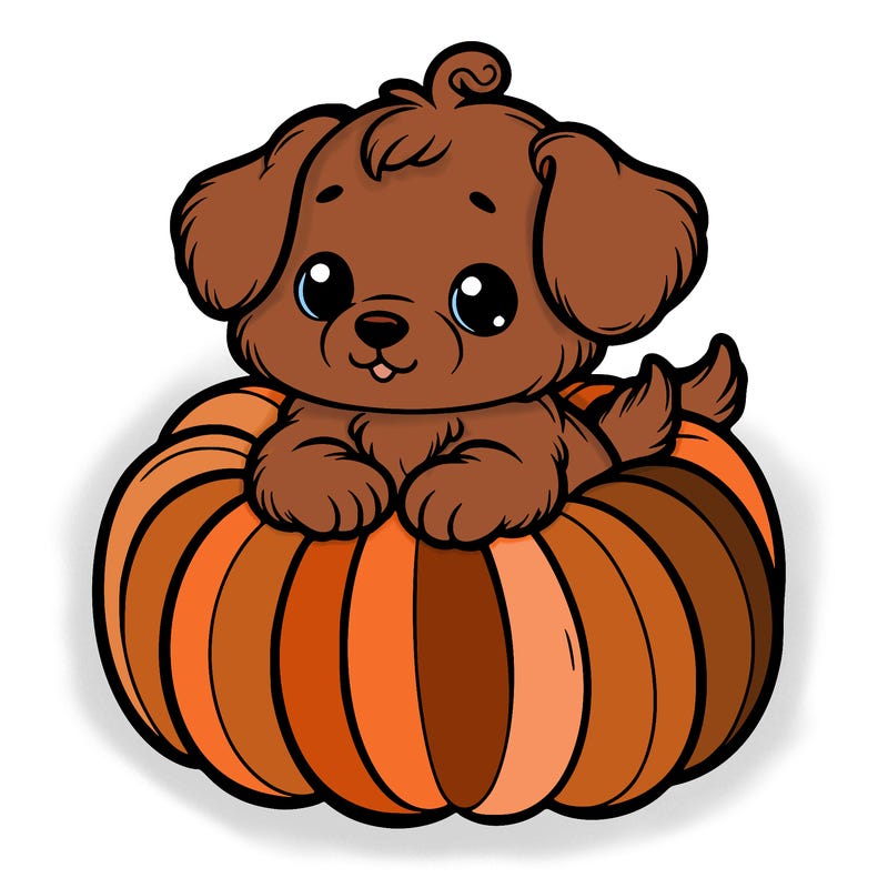 cute little puppy in a pumpkin