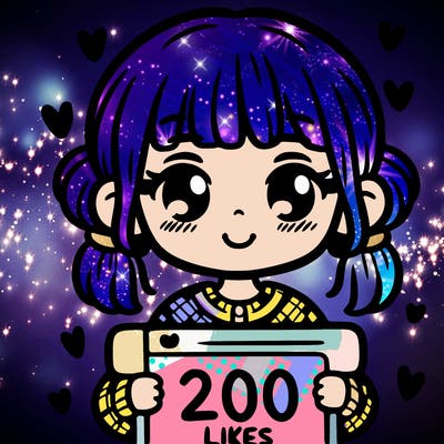 cute girl holding 200 likes