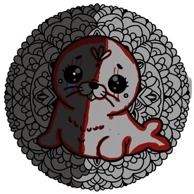 a cute baby seal mandala