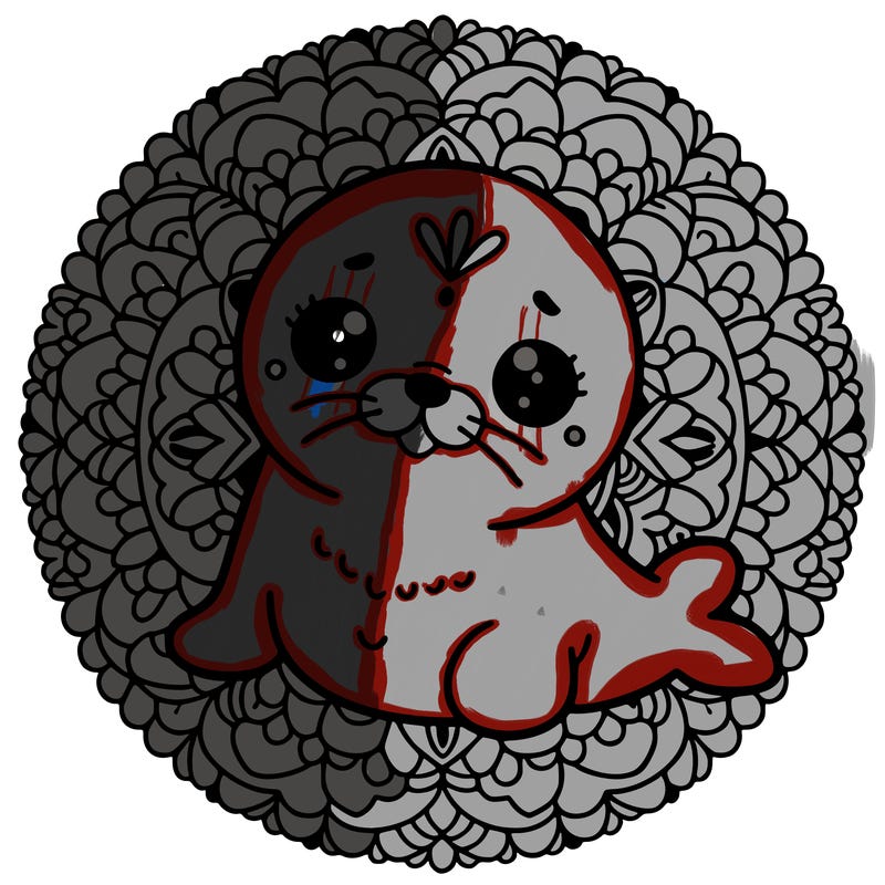a cute baby seal mandala