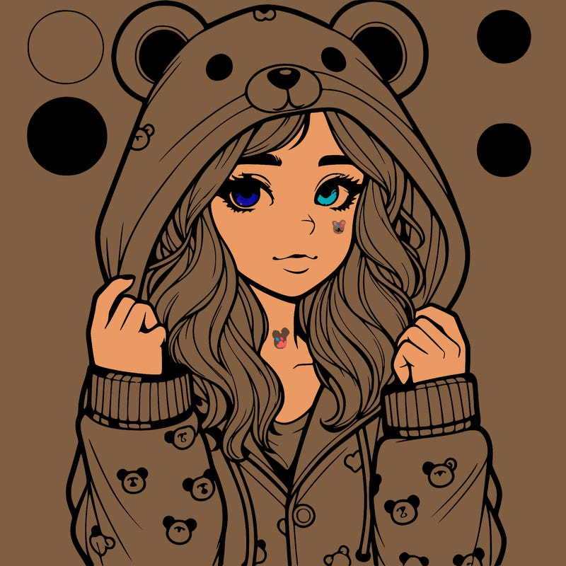 realistic girl in a animal pjs hoodie