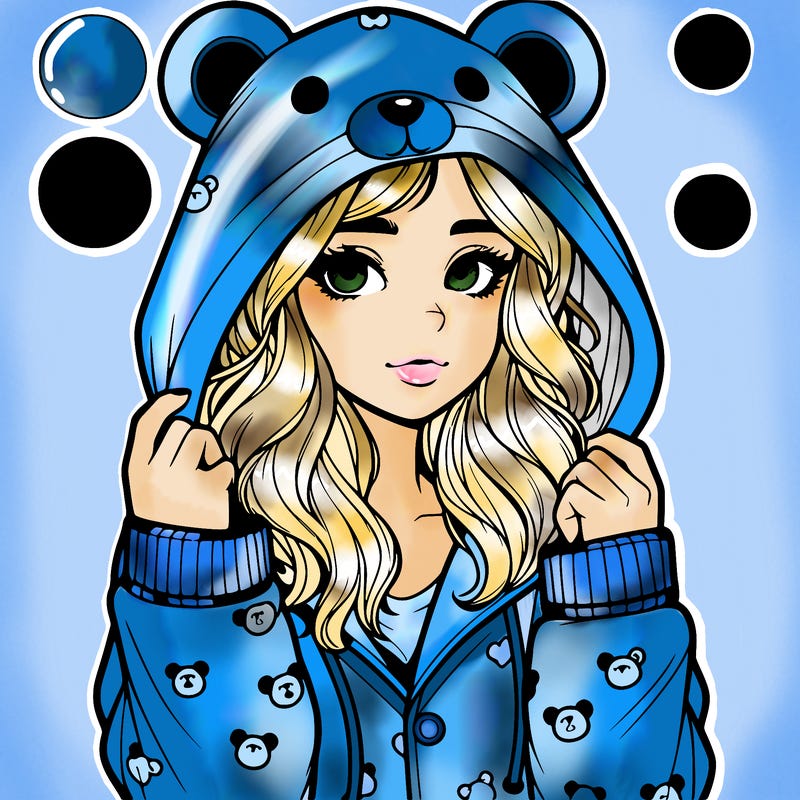 realistic girl in a animal pjs hoodie