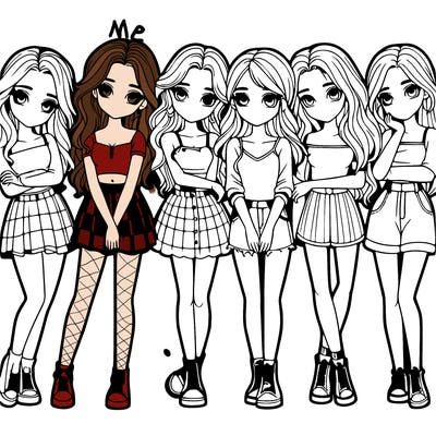 a group of girls realistic