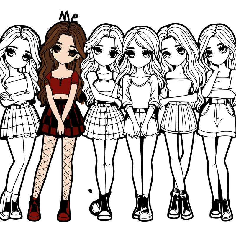 a group of girls realistic