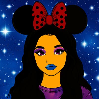 aesthetic realistic girl wearing mickey mouse ears