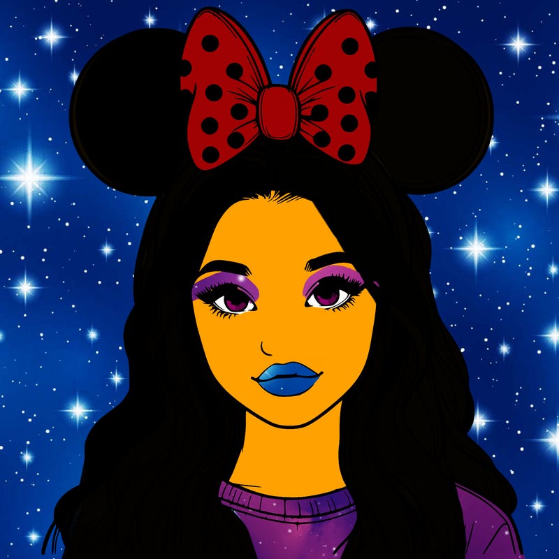 aesthetic realistic girl wearing mickey mouse ears