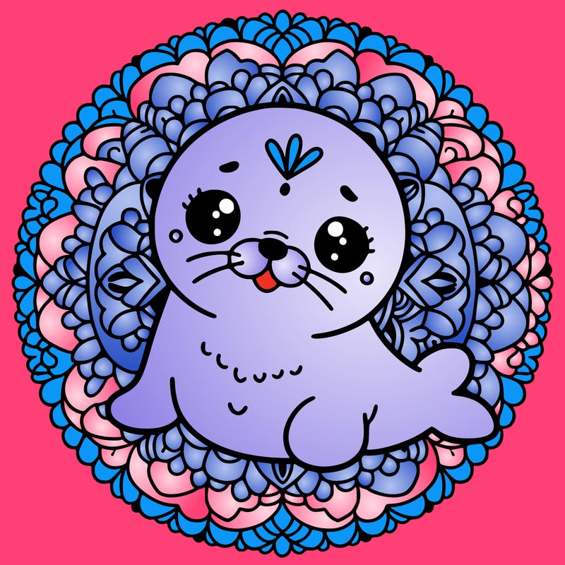 a cute baby seal mandala