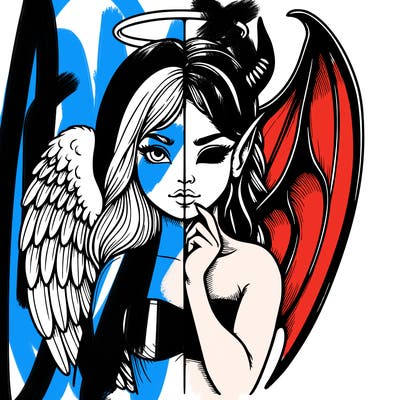 realistic angel half demon