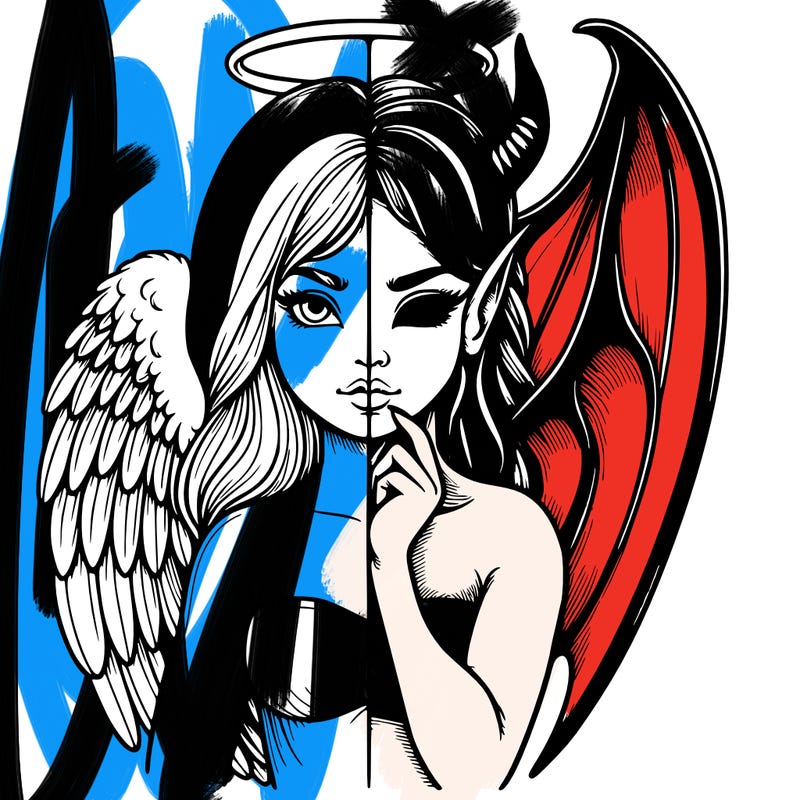 realistic angel half demon