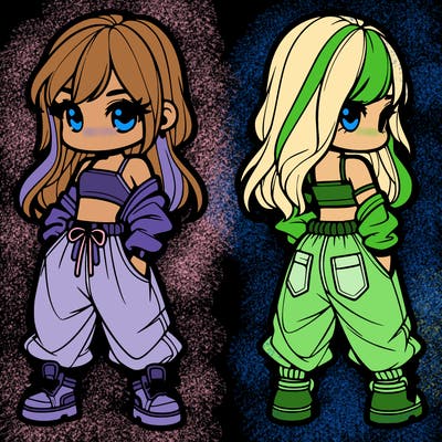 girl in crop top and baggy pants