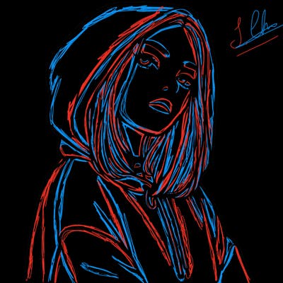 a realistic girl in a hoodie