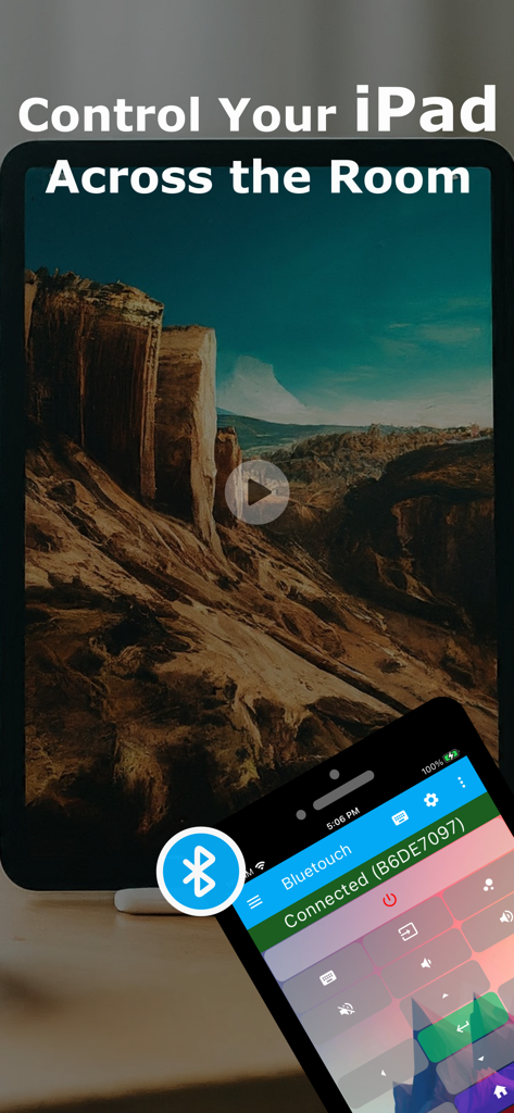 Bluetouch™ - Bluetouch app on a smartphone being used as a wireless remote control for an iPad