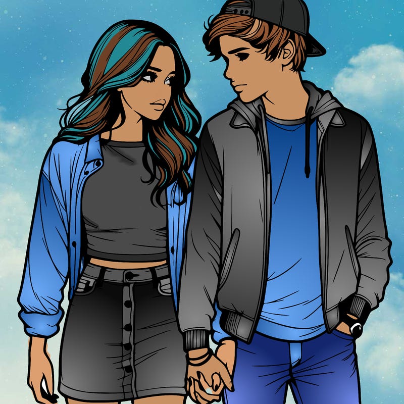 realistic teen couple holing hands