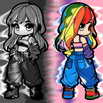 girl in crop top and baggy pants