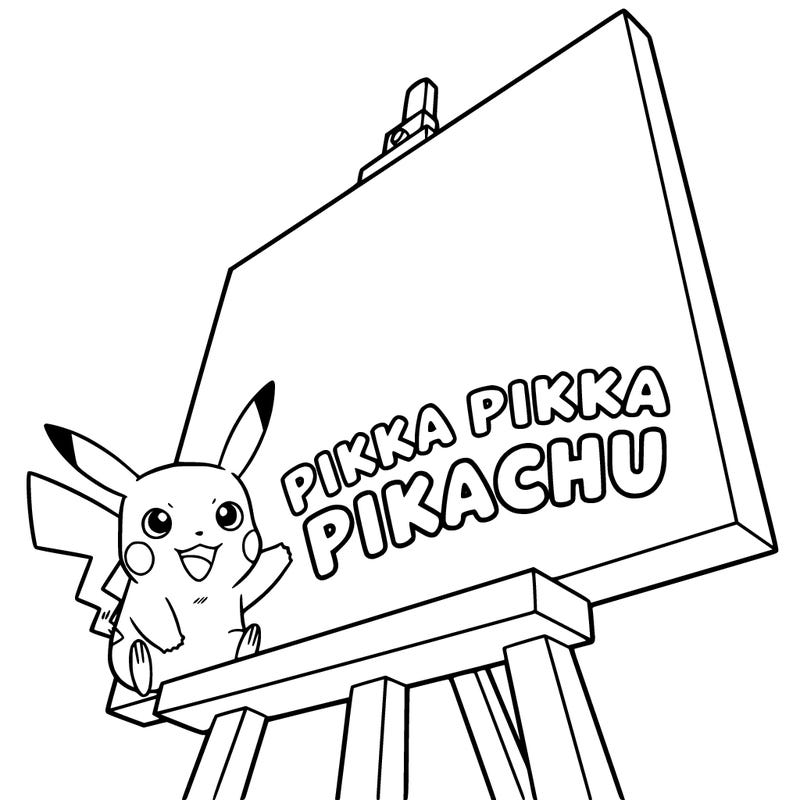 tiny pikachu on the corner of the canvas saying pikka pikka pikachu