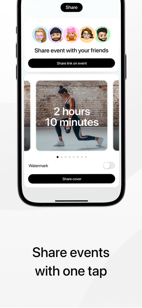 Days • Countdown & Widgets - The share screen of the Days app showing options to send event links and covers to friends