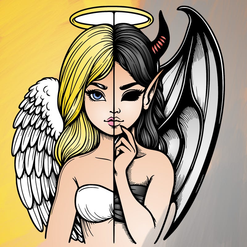 realistic angel half demon