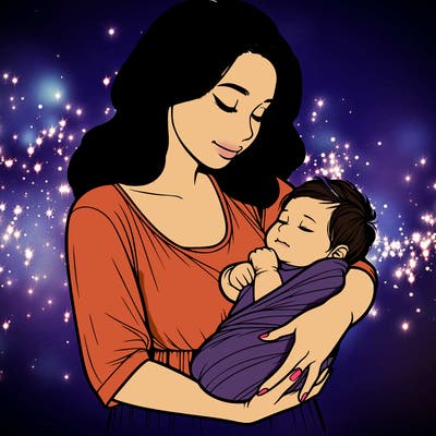 mother holding baby realistic