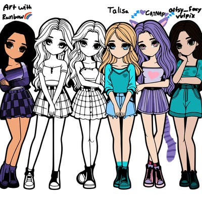 a group of girls realistic