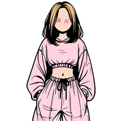 realistic girl faceless with baggy pants and a crop top