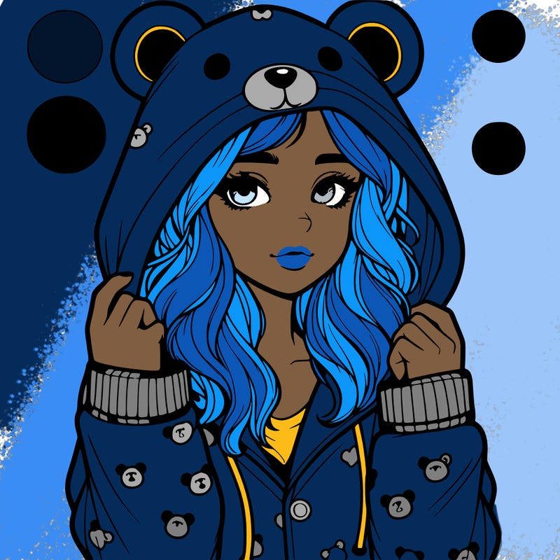 realistic girl in a animal pjs hoodie